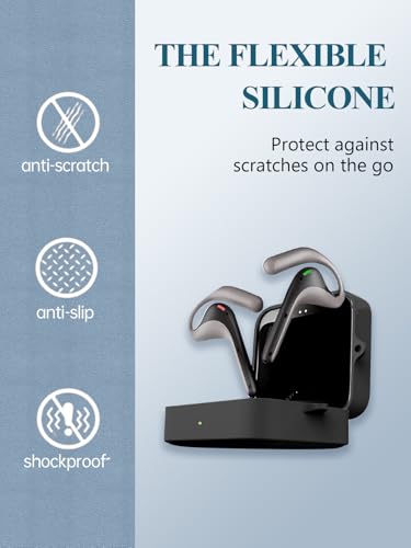 WUNIAK Coque de protection en silicone souple pour écouteurs Timekettle W4 Pro AI Interpreter avec kit de nettoyage, mousqueton et cordon Noir – vue 5