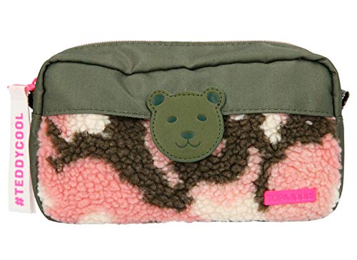 Depesche 11195 TOPModel - Schlamper-Etui, olivgrünes Mäppchen mit Teddy-Fell im Camouflage-Look, für Stifte und andere Schreibutensilien, ca. 7 x 10 x 20 cm groß