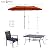Sophia & William 8 Pieces Patio Dining Furniture with 13 Ft Orange Red Double-Sided Twin Umbrella, Outdoor Rattan Chairs & Metal Table Set with Cushions and Umbrella Hole for Yard Porch Poolside