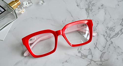 Image of Eyekepper 4 Pack Ladies Reading Glasses - Oversized Square Design Readers for Women Red +3.75