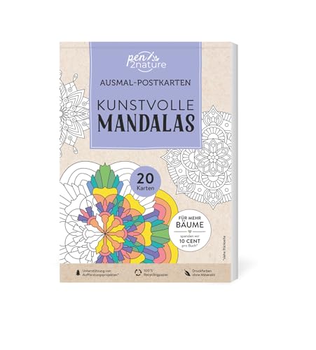 Ausmal-Postkarten Kunstvolle Mandalas | 20 Karten: Mit traumhaften Motiven zum Ausmalen und Verschenken | 100% Recyclingpapier (pen2nature books)