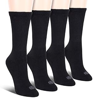 Doctor's Choice Women's Non-Binding Circulatory Diabetic 4 Pack Black Cushioned Crew Socks Shoe