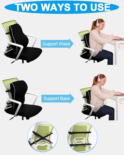 FAOKZE Ergonomisches RückenKissen aus Memory Foam, Memory Foam Rückenkissen für Bürostuhl & Sofa, Rückenkissen Stuhl mit Antistatischem, hautfreundlichem Bezug und für eine Bequeme Sitzhaltung