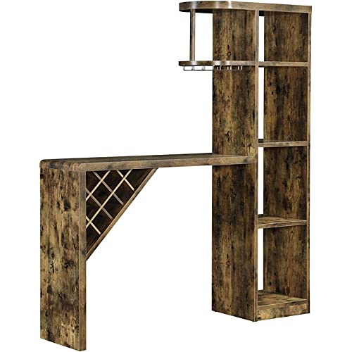 Bowery Hill Contemporary 5 Shelf Bar Table Storage In Antique Nutmeg #TOP8