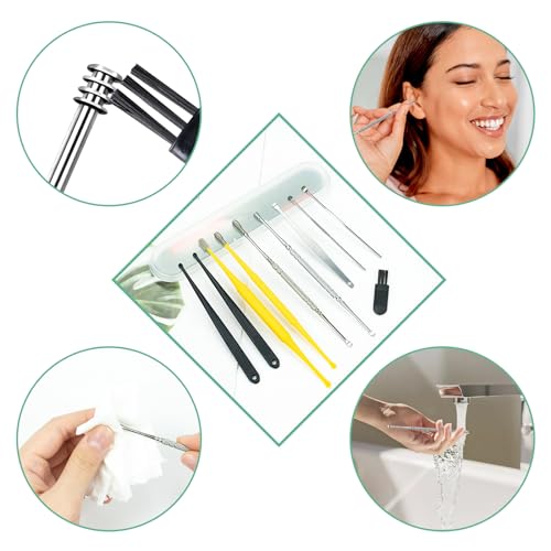 Ohrenreiniger Edelstahl Set, 10 Stück Ohrenschmalz Entferner, Ear Cleaning Ohr Schmalz Reiniger Werkzeug, Sichere Spirale Ear Cleaner Ohren Reinigung Werkzeug für Kinder Erwachsene