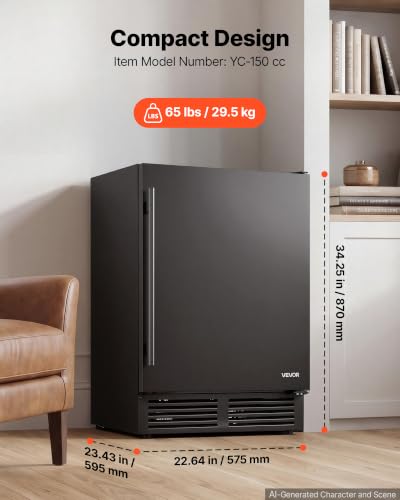 Image of VEVOR Beverage Refrigerator, 24 Inch Under Counter Drink Fridge, Black