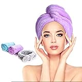 Rino Soft 3 Pack(2+1) Microfiber Hair Towel Wrap, Shower Cap, Hair Drying Caps, Super Absorbent Quick Dry Hair Turban For Drying Curly, Long & Thick Hair to Protect Hair (Blue+Purple)