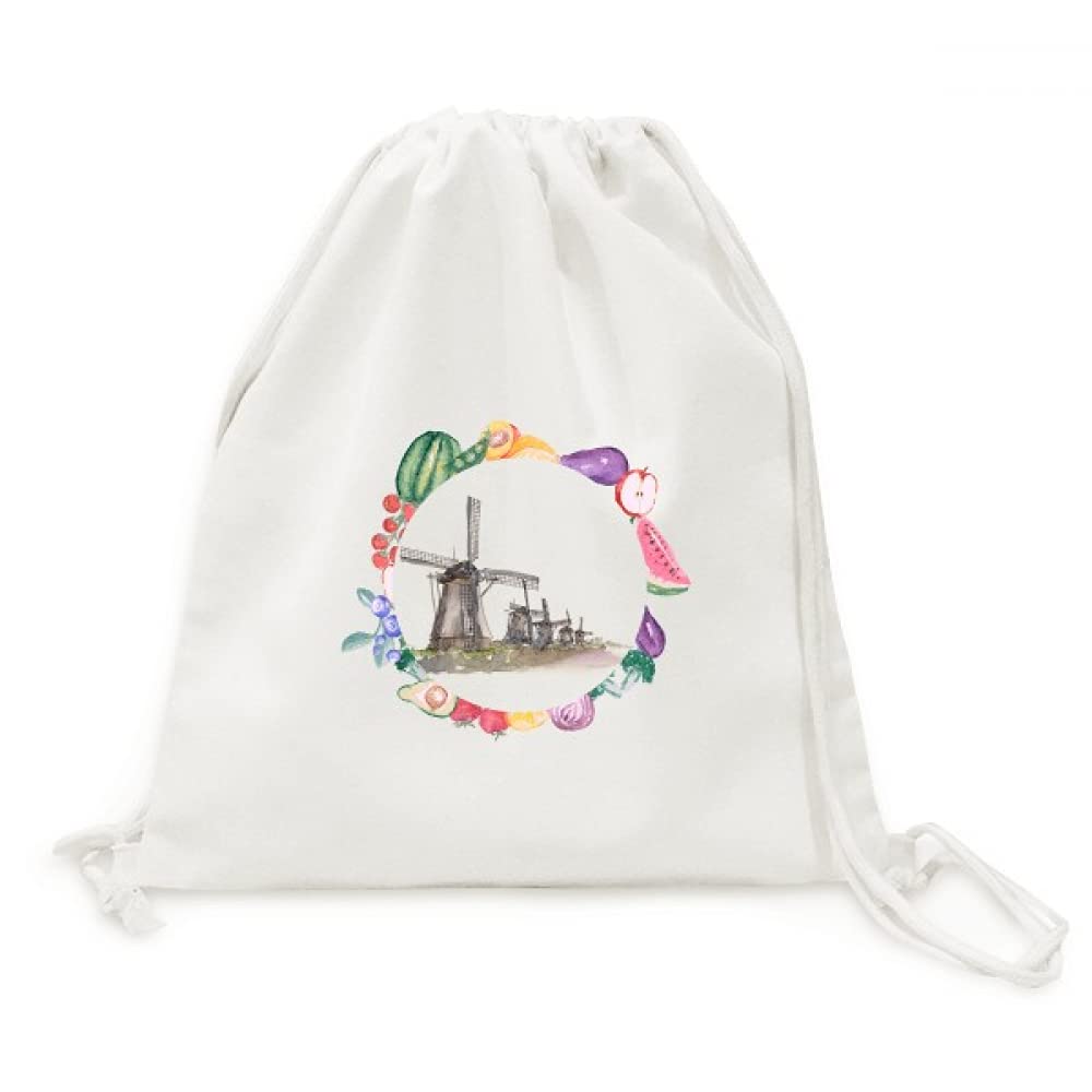 Sac en tissu pliable moulin à holand avec sangle robuste - 6