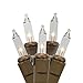 Vickerman Clear Mini Christmas Lights with 4" Spacing and Brown Wire, Set of 100