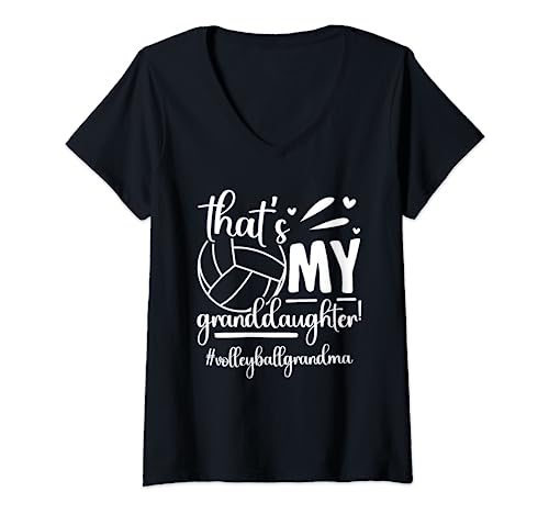 Womens My Granddaughter Volleyball Grandma Of A Volleyball Player V-Neck T-Shirt