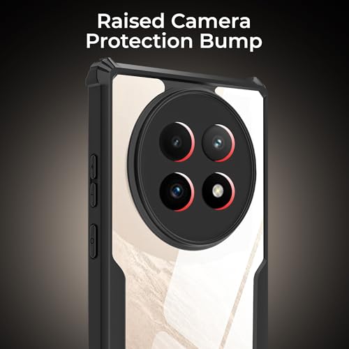 Image of A rtistque Clear Hard Transparent Acrylic Armor Anti-Drop Shockproof TPU Edge Back Cover Case for Realme 13 Plus - Black