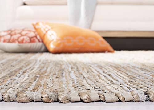 Tapete decorativo beige 4x6 pies hecho a mano miniatura 4