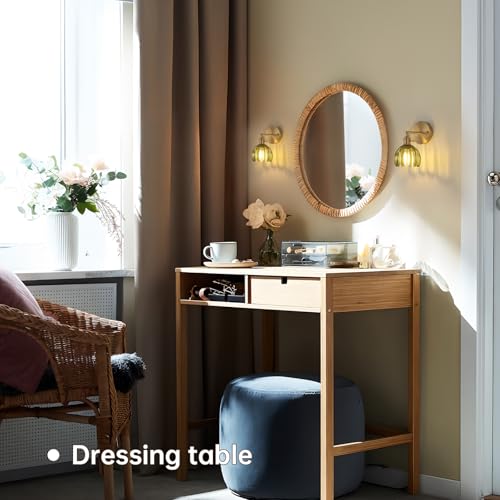 Vintage Wall Sconces with Cute Green Tulip Glass Lampshade 180 Degree Adjustable Brass Sconces Hradwired Modern Wall Lighting Fixture with Switch for Bedside Bedroom Doorway - Image 5