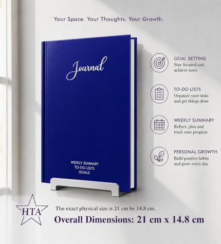 Image of Unruled Premium Hardcover Journal Notebook | Weekly Summary, To-Do Lists & Goal Planner | Undated Productivity Journal | A5 Size, Smooth Writing Pages | 100gsm Thick Paper, 80 Sheets /160 Pages Per Book | Elegant Notebook for Work, Study & Personal Planning (BLUE, Unruled)