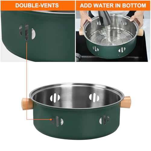 BSDLZCH Portable Charcoal Barbecue Grill, 1pc Mini BBQ Grill Multifunctional Charcoal Grill Smokeless Round Tabletop Charcoal Grill for Indoor Outdoor Cooking Home Party Picnic Camping (Green) - Thumbnail 5