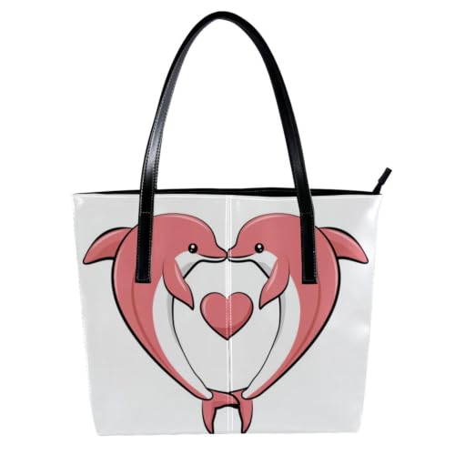 Sac fourre-tout dauphins cœur le cadeau idéal en cuir PU pour femme