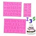 3 Piezas Molde de Silicona con Letra Inglesa,Moldes para Fondant con Letras y Números,Moldes de LetrasMoldes para Hornear, Decoración de Tartas de Cumpleaños, Símbolos,Color Rosa