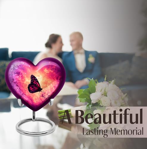 Image of Butterfly Urn Decorative Urn for Funeral 1 Large & 1 Small | Small Keepsake Burial Urns for Human Ashes Adult Female Mom, Memorial Keepsakes for Ashes