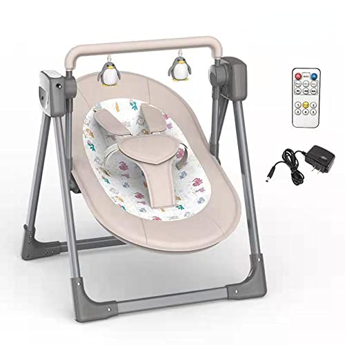 Balancelle Bébé Electrique, Bluetooth Transat Bebe, Balancelle Compacte Swing Chaise, Dossier Réglable sur 5 vitesses de balancement, Bouncer Bebe avec mélodies, Minuterie, Télécommande, Musique Cover