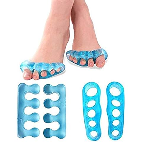 Bcurb Toe Gel Stretchers & Separators - Toes Straightener Alignment Spreaders and Spacers for Relaxing Toes Yoga Sports Pedicure Men and Women (Large/Blue/4pcSet) Cover