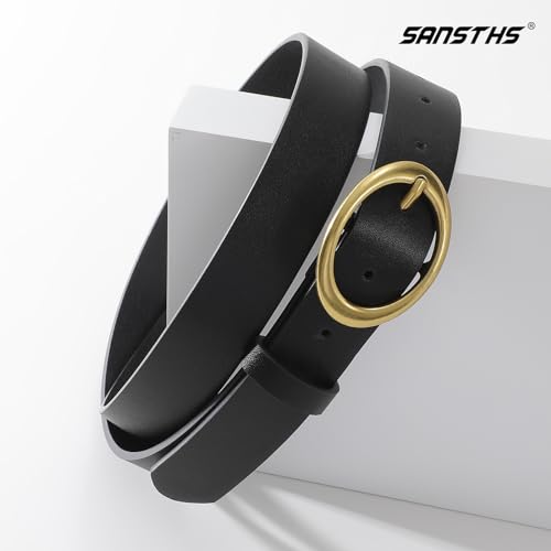 Women Leather Belts for Jeans Pants Fashion Ladies Waist Dresses Belt Gold Round Buckle4