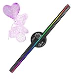 Sucritude Ventilador Holográfico Resolución 2000X224, Proyector para Fiestas, Mando Distancia Pantalla 42 cm Animación Vídeo Imagen Navidad Halloween