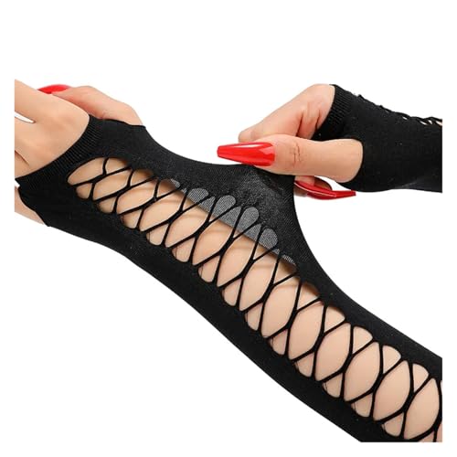 Guantes largos de encaje negros sin dedos para mujer y accesorios de moda 6