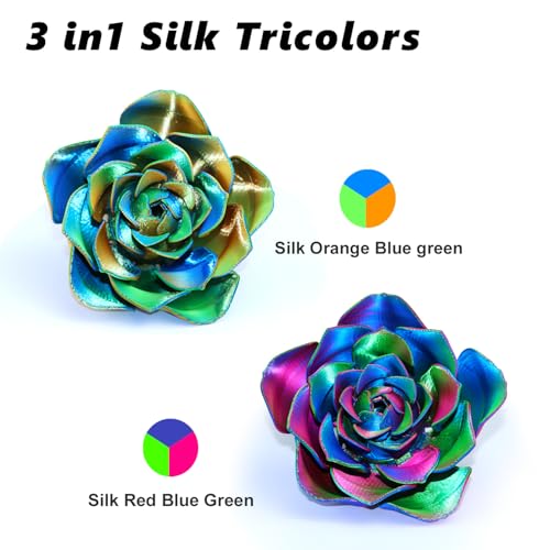 Image of LOVOON 3D PLA Filament 1.75mm Bundle, Tricolor 3D Printer Filament Bundle, Rainbow Silk PLA Filament Bundle, PLA Filament for 3D Printer 3D Pen, Dimensional Accuracy + /-0.02mm, 200g x 4 Spools