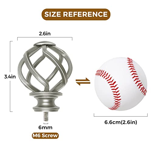 image for KAMANINA Replacement Finials for 1 or 7/8 Inch Curtain rods, Twisted C