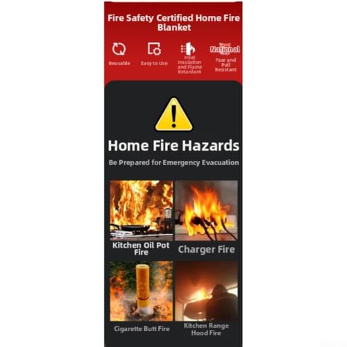 Couverture anti-feu portable en fibre de verre pour un feu rapide et une protection personnelle, adaptée pour la cuisine, l'électricité et les petits incendies (1)