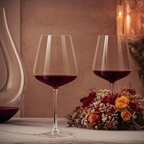 CnSneg Crystal Wine Glasses Set of 2, Large Wine Glass 25oz / 740ml, Hand Blown, Burgundy/Bordeaux Red Wine Glasses for Wedding, Anniversary, Christmas - image 4