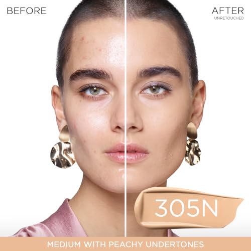 Image of Lancome Teint Idole Ultra Wear Natural Matte Foundation- Longwear, Medium-Full Coverage, Natural Finish, Waterproof & Hydrating - 305N (Medium Skin with Neutral /Peachy Undertones), 1 Fl Oz
