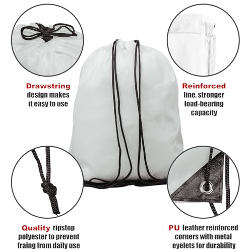 MR.R 13x17 inch 12 Pieces Sublimation Blanks Reusable Polyester Drawstring Backpack Bags, White Storage Bags with Drawstrings for Heat Transfer Printing3