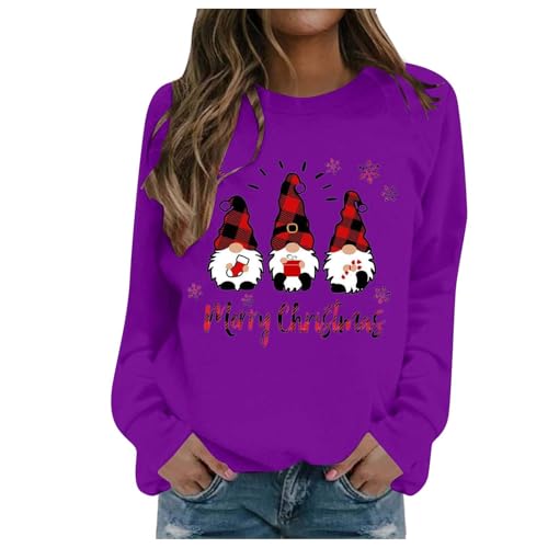 Image of Generisch 2025 Casual Long Sleeve Crew Neck Sweatshirt Christmas Print for Women, purple, XL