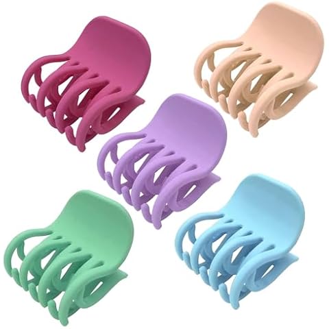 MARY LAVENDER Medium Hair Claw Clips for Women and Girls: 2 Inch Double Row Teeth Non-Slip Banana Clips for Medium and Thin Hair, Strong Hold, 5 pcs Cover
