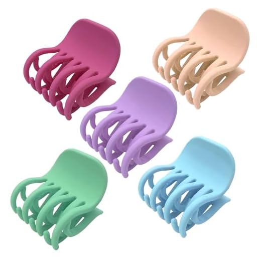 MARY LAVENDER Medium Hair Claw Clips for Women and Girls: 2 Inch Double Row Teeth Non-Slip Banana Clips for Medium and Thin Hair, Strong Hold, 5 pcs