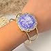 Dazzle Appeal Quartz Aura Statement Cuff Bracelet Natural Gemstone Solar Quartz For Women Bracelet Fashion Gold Plated Jewelry Stone Size Approximately 45-50mm (Purple)