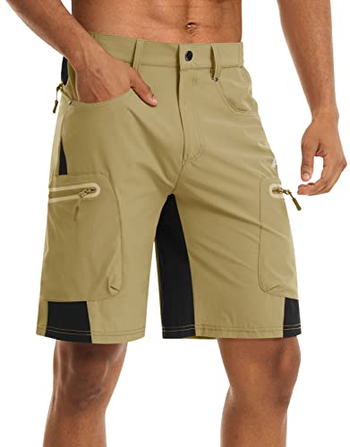 Eklentson Basketball Shorts For Men Utility Hiking Relaxed Fit Sports Sweat Shorts, Khaki, Small #TOP4