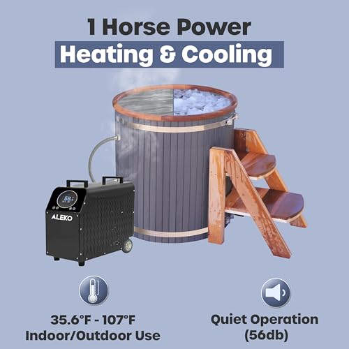 Chiller for Ice Bath and Cold Plunges | Dual Chiller and Heater | 1 HP | Wi-Fi Control | Ozone Sanitation | Indoor and Outdoor Use | 132-Gallon | Cools Down to 35.6°F, Heats to 107°F | 2 Filters