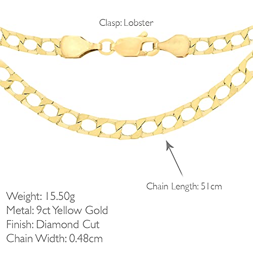 Carissima Gold Unisex Diamantschliff Flach Quadratisch Halskette 9k(375) Gelbgold 4.8mm