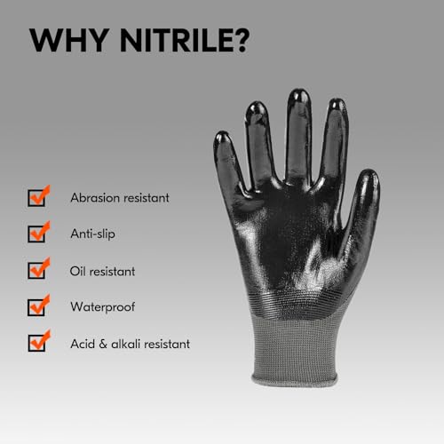 Image of Vgo... 10-Pairs Safety Work Gloves, Gardening Gloves, Non-slip Nitrile coating, Dipping Gloves (Size S, Gray, NT2110)