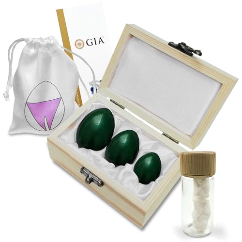 Sacred Weapon GIA Certified Nephrite Jade Yoni Stones Set of 3 | Kegel Weights for Women | Pelvic Floor Exerciser | Menopause Postpartum & Prolapse Support | Drilled with String & eCourse
