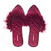 Flip Flop-GQ Satin Pantoufles mariée Demoiselle d'honneur Mariage avec la cérémonie de la Main à l'intérieur des Pantoufles de Plumes d'autruche-36/37_Vin Rouge
