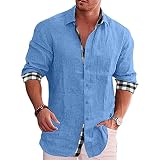 Onsoyours Chemise Homme Manches Courtes Business Regular Fit Carreaux Imprimé Plage DéContracté Poche-Avant Tops Blouse Z2 Bleu 3XL