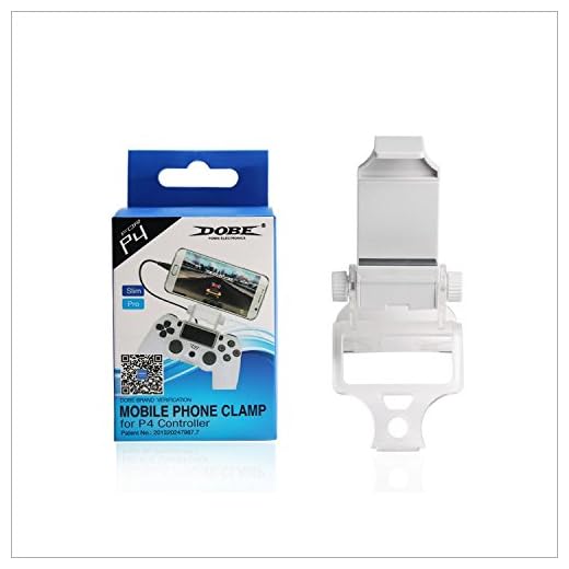 Dobe Mobile Smart Phone Clip Mount Holder White for Sony PlayStation 4 Dualshock 4 Controller