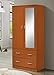 Hodedah 2-Door 2-Drawers, Mirror and Clothing Rod in Cherry Armoire
