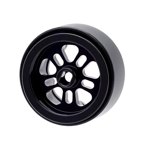 Deep Dish Grade 5 Titanium Wheel Face Aluminum 0.7inch Beadlock Wheels Hubs for 1/30 Axial SCX30 RC Crawler Car Upgrades,Black