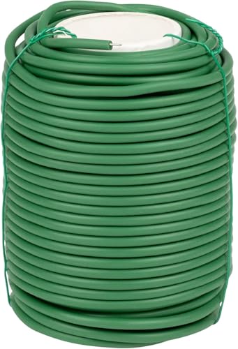 DARENYI 3,5mm x 25m Pflanzenbinder, Grün Pflanzendraht Weich, Gartendraht Gummiert, Dicke Bindedraht Zaundraht Wickeldraht Zum Anbinden von Kletterrosen, Pflanzenstütze im Garten, Sträucher und Blumen