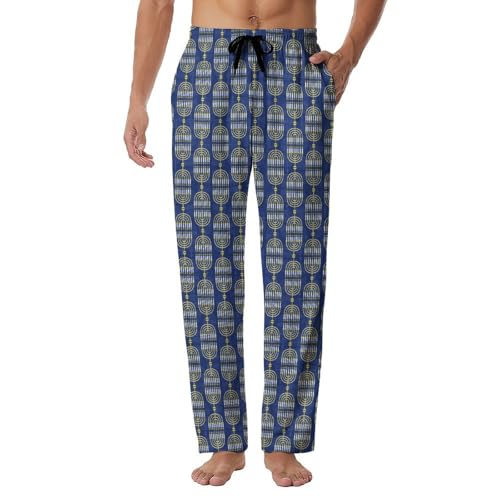 Yuituiyy Pajama Pants For Men Hanukkah Candles Soft Sleep Pants Lounge Pajama Bottoms with Pockets Pjs Sleepwear Gifts