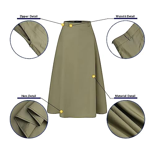 ebossy Women's Classical High Waist Pleated A-line Flowy Swing Utility Long Skirt Plus Size4